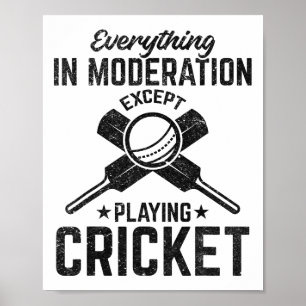 Poster Tout avec modération sauf jouer au cricket