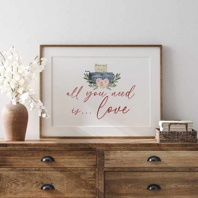 Poster Tout Ce Dont Vous Avez Besoin Est Amour Aquarelle  (Créateur téléchargé)