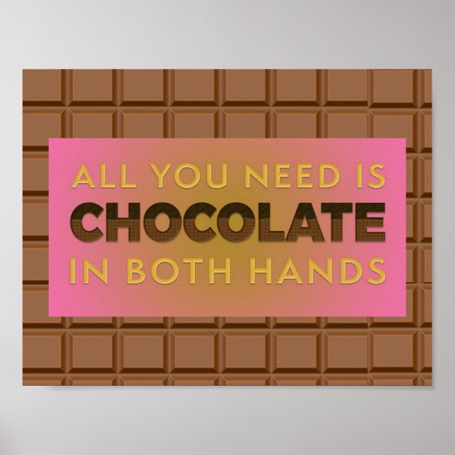 Poster Tout ce dont vous avez besoin est le chocolat dans (Devant)