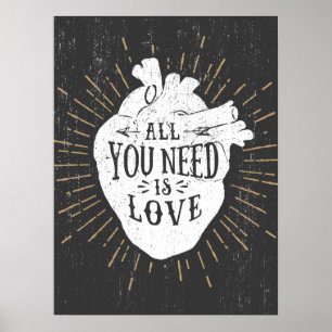 Poster Tout ce dont vous avez besoin est Love Hipster Hea