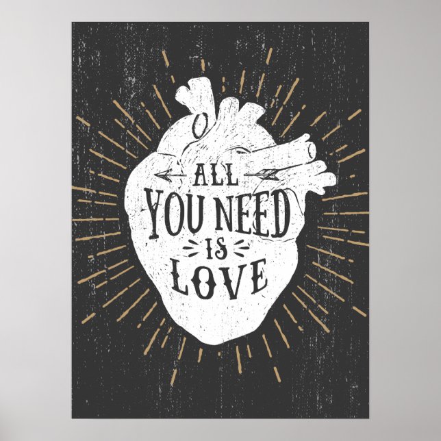 Poster Tout ce dont vous avez besoin est Love Hipster Hea (Devant)