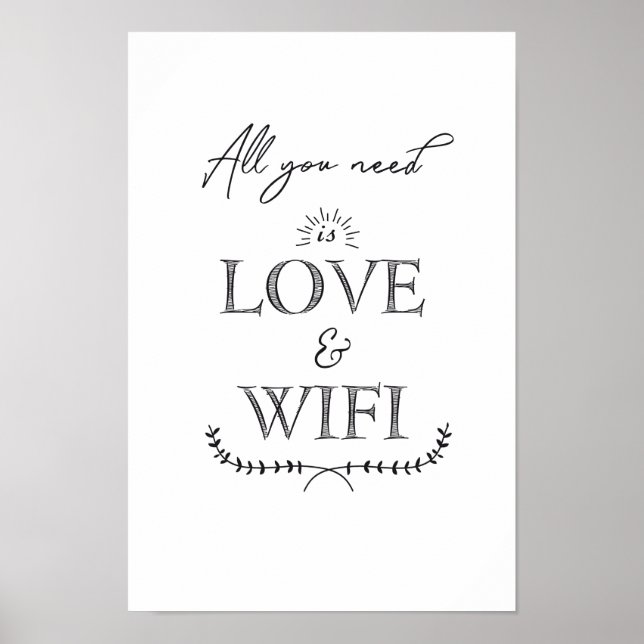 Poster Tout ce dont vous avez besoin est LOVE & WIFI (Devant)