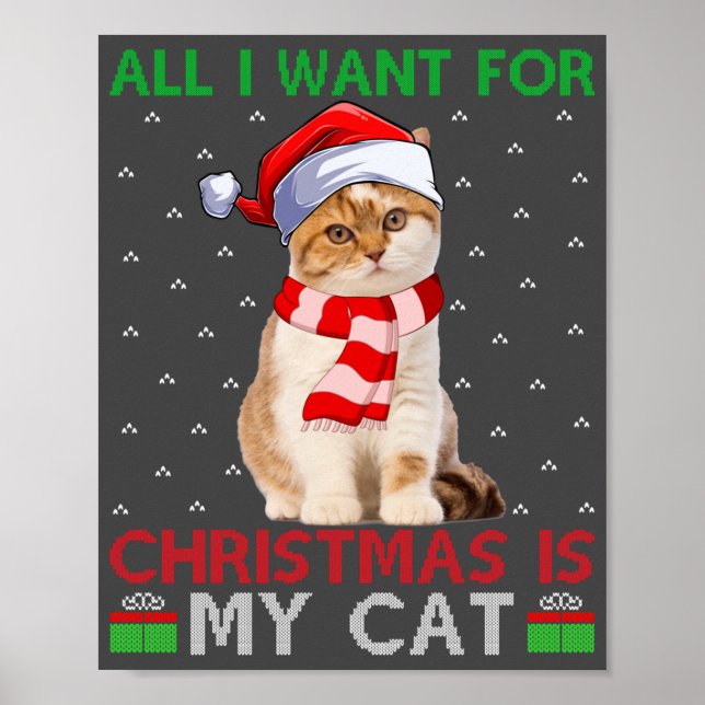 Poster Tout Ce Que Je Veux Pour Noël Est Mon Chat Vilain  (Devant)