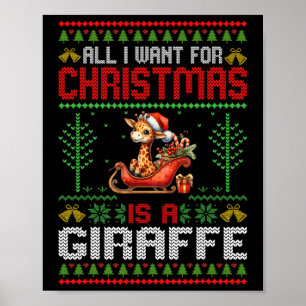 Poster Tout Ce Que Je Veux Pour Noël Est Une Girafe - Mau