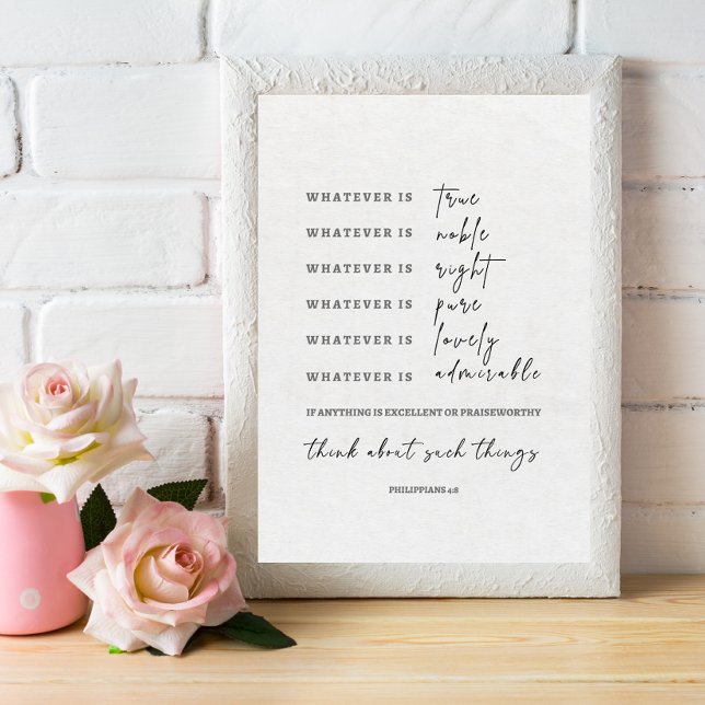 Poster Tout ce qui est vrai signe Bible Verse (Créateur téléchargé)