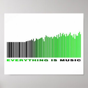Poster Tout est musique Citation Code-barres vert Égalise