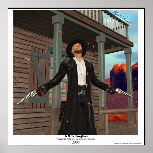 Poster "Tout est pardonné" Outlaw Gunslinger Art original (Devant)
