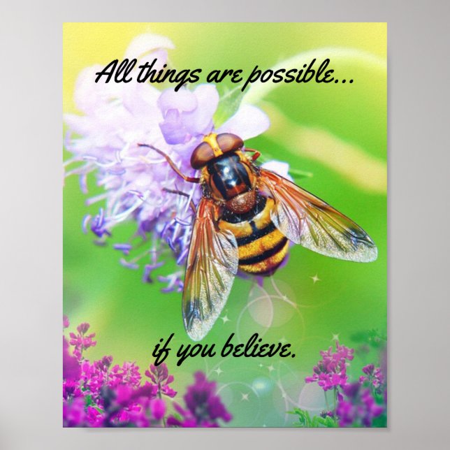Poster Tout est possible Bumble Bee Citation Matte (Devant)