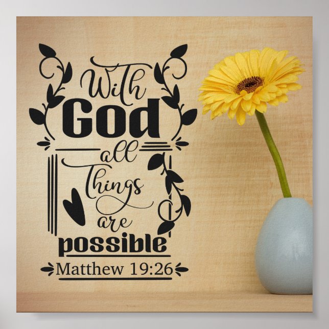 Poster Tout Est Possible | Matthieu 19:26 (Devant)