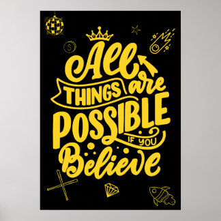 Poster Tout est possible si vous y croyez. Motivation