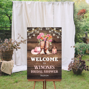 Poster TOUT ÉVÉNEMENT - Cowgirl Boot Floral Western Sign