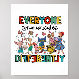 Poster Tout le monde communique différemment Livre drôle 