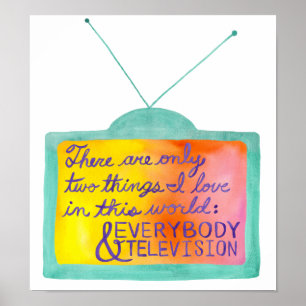 Poster Tout le monde et la télévision (turquoise et viole