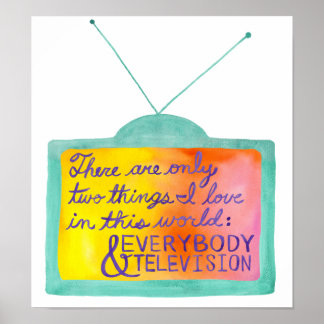 Poster Tout le monde et la télévision (turquoise et viole