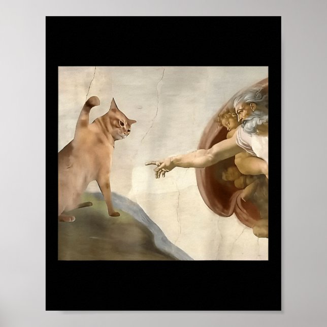 Poster Tout puissant Slap Drôle Chat Dieu Création De Mèm (Devant)