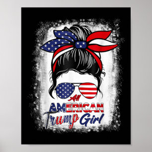 Poster Toute Américaine Trump Girl 4 juillet Messy Bun Pr