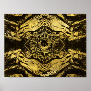 Poster Toute la texture d'or voyante d'oeil sur le bois
