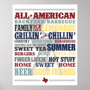 Poster Toute l'affiche américaine de typographie de