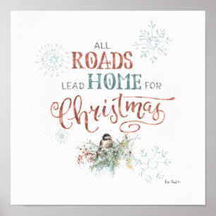 Poster Toutes les routes mènent à la maison pour Noël