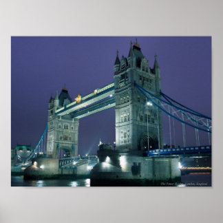 Poster Tower Bridge la nuit, Londres, Angleterre