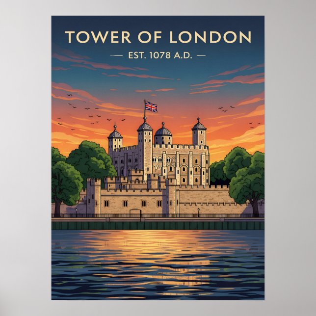 Poster Tower of London at sunset (Devant)