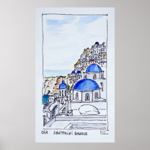 Poster Town of Oia Island of Santorini, Greece