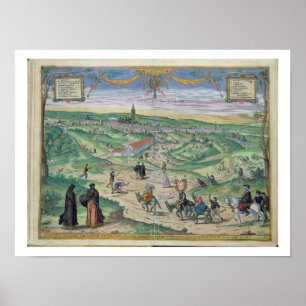Poster Town Plan of Seville, from 'Civitates Orbis Terrar
