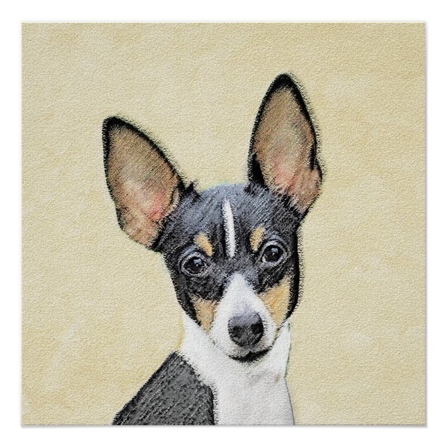 Poster Toy Fox Terrier Peinture - Cute Original Chien Art (Devant)