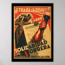 POSTER TRABAJADDRES ! TRAVAILLEURS - GUERRE CIVILE ESPAGN