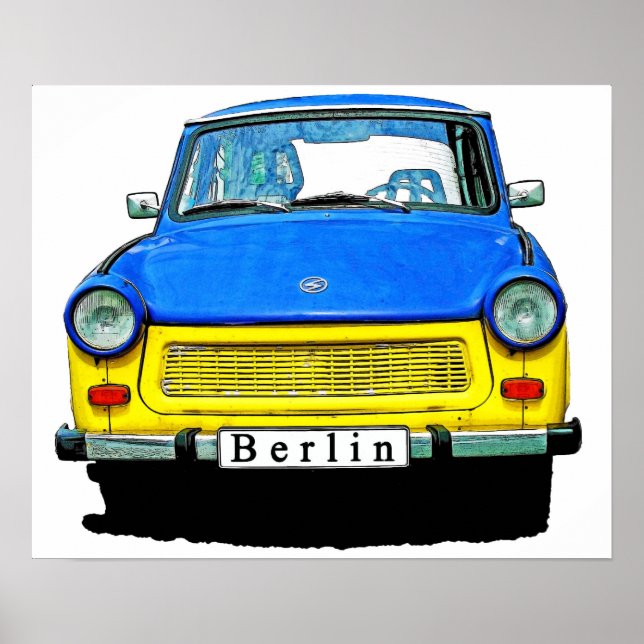 Poster Trabant Car Avant, Bleu & Jaune, Berlin (Devant)
