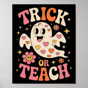 Poster Trace Ou Enseigner Mignonne Ghost Enseignant Hallo
