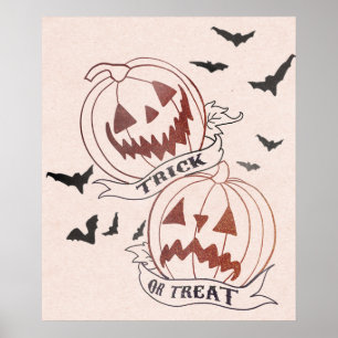 Poster Tracer ou traiter halloween citrouille parties sci