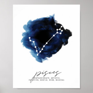 Poster Traces de caractères de constellation Pisces