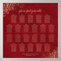 Traces d'or sur le Mariage de table rouge 22