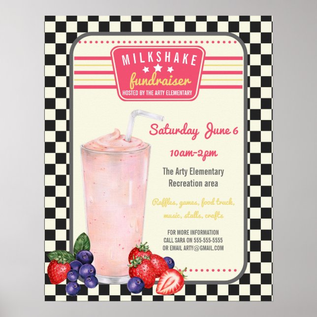 Poster tract flyer de menu de milkshake pour diner (Devant)