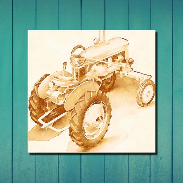 Poster tracteur antique - aquarelle (Créateur téléchargé)
