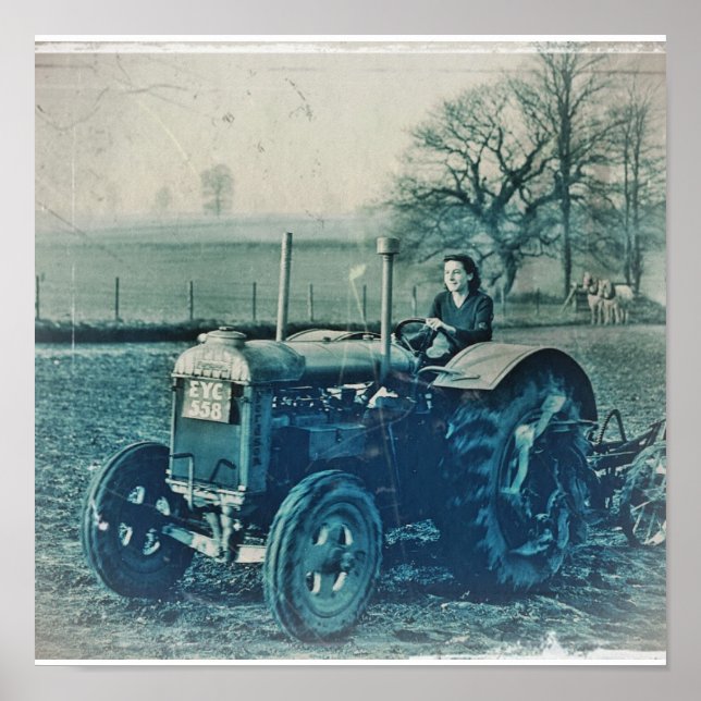 Poster Tracteur de conduite d'une femme de l'Armée de ter (Devant)