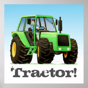 Poster Tracteur de ferme verte personnalisé Big Kids