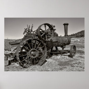 Poster Tracteur de vapeur - ville fantôme de Molson
