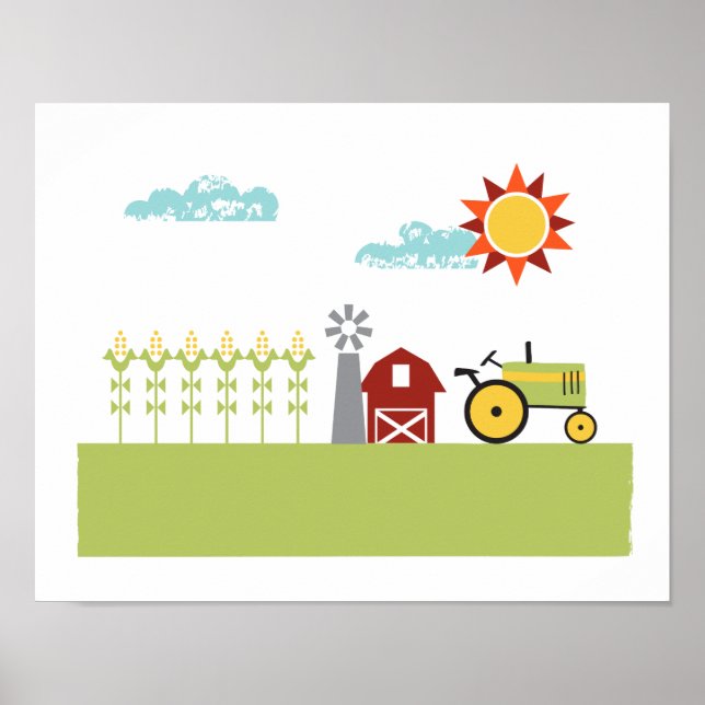 Poster Tracteur et illustration agricole (Devant)