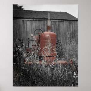 Poster Tracteur rouge