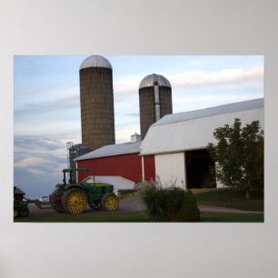 Poster Tracteur sur l'affiche de ferme