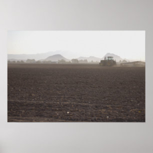 Poster Tracteur sur le terrain