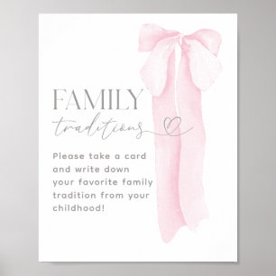 Poster Tradition familiale Baby Shower fille minimaliste
