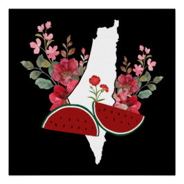 Poster Traditional Palestine elements in palestine map