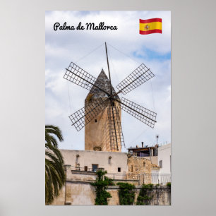 Poster Traditional windmill in Palma de Mallorca - Spain
