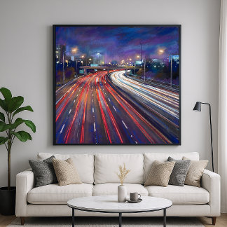 Poster Trafic de Nuit - Style de Peinture Pastel