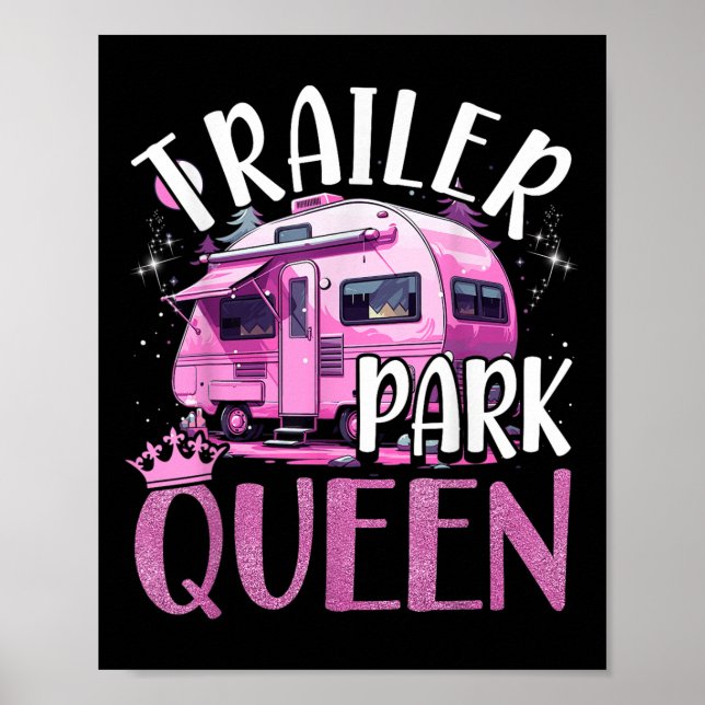 Poster Trailer Park Queen Funny Camping Pink Trailer Cara (Devant)