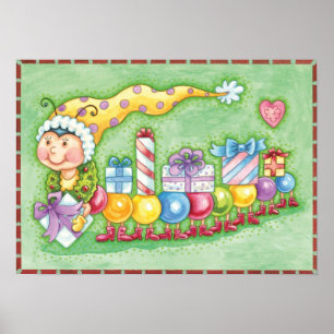 Poster Train à chenille de Noël avec présentoirs