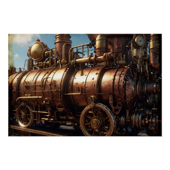 Poster Train à vapeur en cuivre vapeur (Devant)